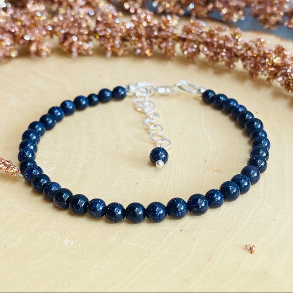 Sandstone Gemstone Beaded Sterling Silver Bracelet - Picture 4 of 5